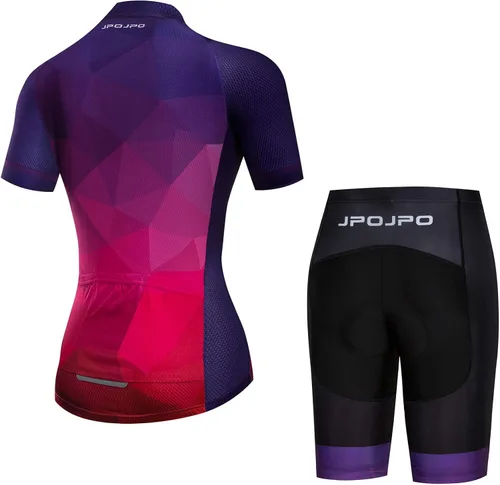 Vista 2 de Maillot de ciclismo para mujer manga corta y babero de verano acolchado