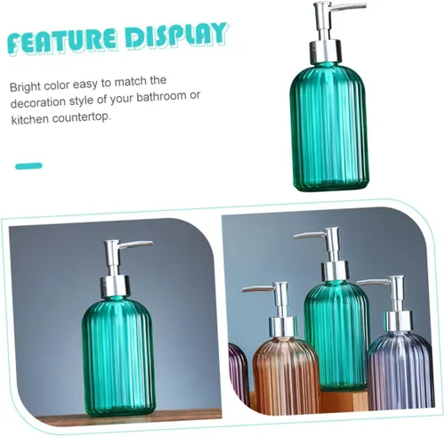 Vista 4 de Lurrose Refillable Glass Pump Bottle Hand Soap Dispenser for Bathroom Kitchen Shampoo Lotion Body Wash Liquid Soap Pump Jar