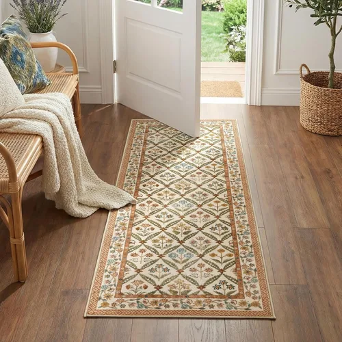 Vista 41 de jinchan Haden - Alfombra de entrada de 2 x 3 pulgadas, diseño floral vintage, lavable, suave, antideslizante, de pelo bajo, para puerta, cocina