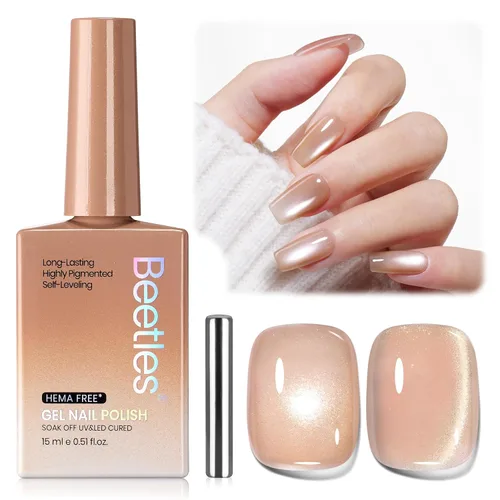 Vista 28 de Beetles - Esmalte de gel blanco, 0.5 onzas líquidas, tamaño completo, sin A - Creme White Hema Free white Rhythm