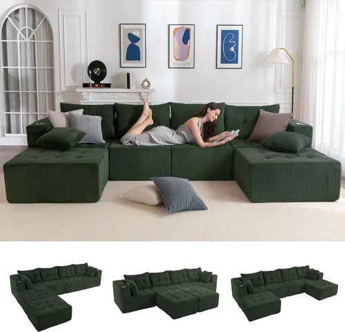 Vista 20 de MAXYOYO Sofá deshuesado, sofá modular en forma de L, sofá de 4 asientos