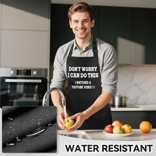 Vista 6 de Regalos para hombres, delantal divertido para hombres, delantales ajustables para papá, perfectos para cocinar en la cocina, barbacoa, parrilla