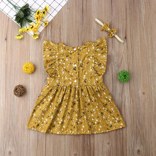 Vista 3 de VISGOGO Conjunto de ropa a juego para bebés y niñas, con diseño floral, para la diadema
