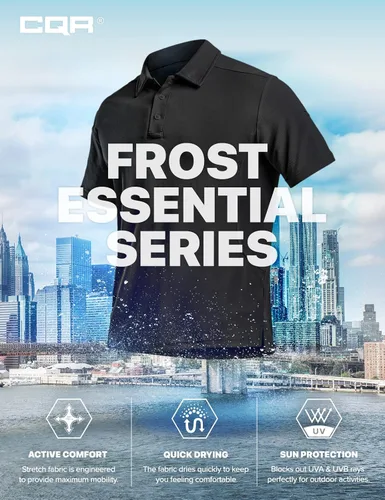 Vista 8 de CQR Camiseta polo táctica para hombre, de manga corta, ligera y con Dry Fit, tela piqué, FPU 50+, para exteriores