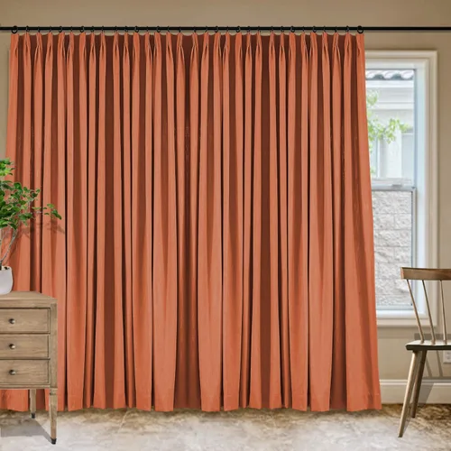 Vista 135 de Frelement Cortinas plisadas de lino de algodón de 100 pulgadas de ancho y 102 pulgadas de largo, cortinas con reducción de ruido para sala