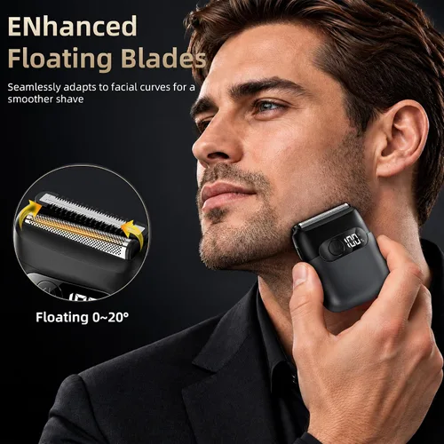 Vista 2 de Maquinilla de afeitar eléctrica para hombres, afeitadora de aluminio y Negro grafito