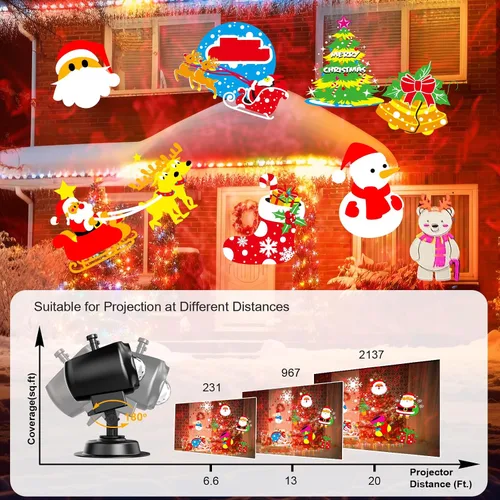 Vista 6 de Luces de Proyector de Navidad de 8 Patrones al Aire Libre 2-en-1, Luces de Proyector de Vacaciones al Aire Libre 26 Efectos