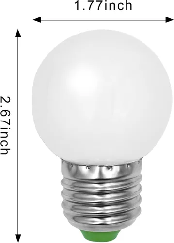 Vista 3 de Bombillas tipo globo G14 G45 3W E26/E27 Edison tornillo 120V blanco cálido, paquete de 2 unidades 3W, no regulable, 260 lúmenes, para espejo