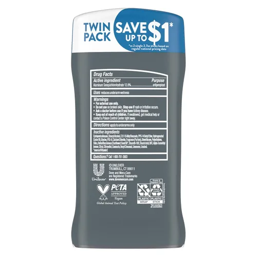Vista 2 de DOVE MEN + CARE Desodorante antitranspirante Stick Clean Comfort Twin Pack 72 horas de protección contra el sudor y el olor antitranspirante