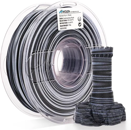 Vista 18 de AMOLEN - Filamento para impresora 3D de PLA de madera de bambú, filamento de PLA de 1.75mm con 15% de fibra de bambú real, 1kg/2.2lb con 15%