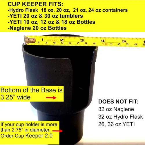 Vista 2 de Cup Keeper 2.0 - Adaptador de portavasos con banda base para vasos Hydro Flasks de 18, 20, 21, 24 oz Hydro Flasks de 12, 18, 20, 30 onzas, tazas
