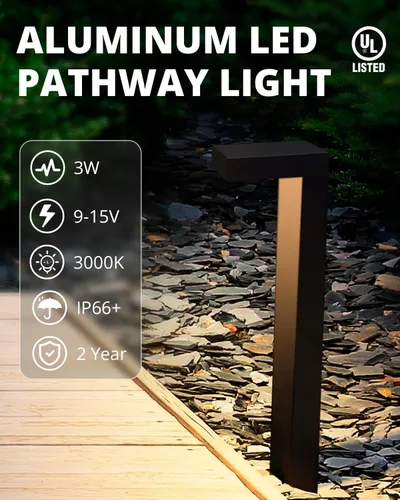 Vista 2 de GKOLED Paquete de 4 Luces de Paisaje de Bajo Voltaje, Luces de Sendero, 3W 9-15V CA/CC Cableadas para Exteriores Luces LED de Sendero de Paisaje