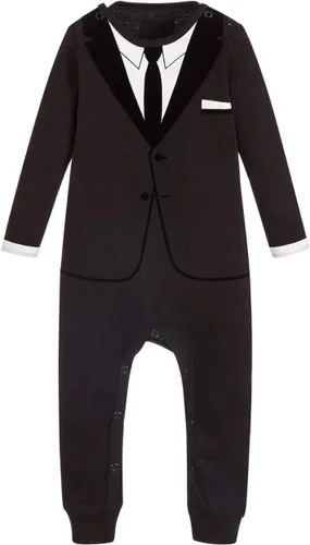 Vista 2 de The Tiny Universe Traje de vestir y corbata para bebé niño, mameluco formal, traje de caballero