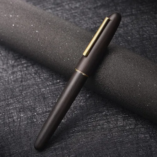 Vista 6 de Jinhao 9036 - Pluma estilográfica de madera natural hecha a mano, punta extrafina, ébano