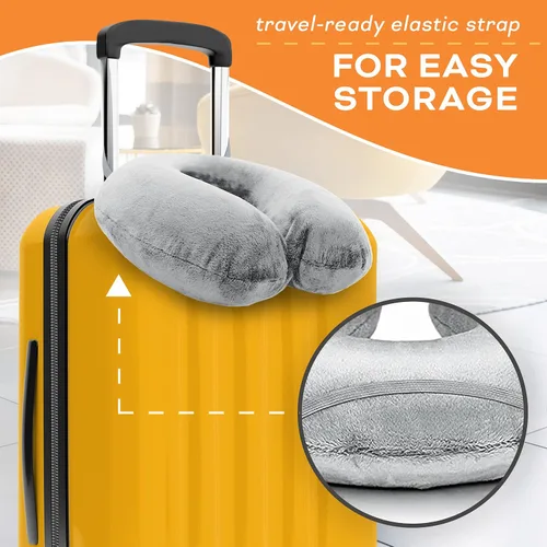 Vista 5 de Almohada de viaje para el cuello lavable, cómoda espuma viscoelástica, accesorios de viaje en avión, esenciales para el cuello plano, almohada