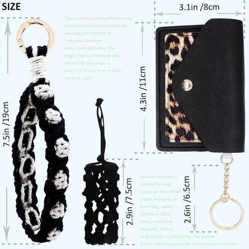 Vista 106 de BIHRTC Llavero de pulsera boho con soporte para lápiz labial, pulsera hecha a mano