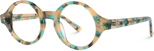 Vista 14 de Zeelool Unisex Retro Acetato Redondo Gafas Marco Con Lente Transparente Giggs FA0249