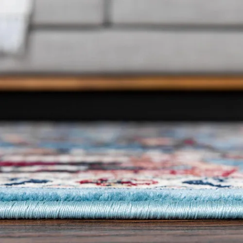 Vista 5 de Unique Loom Narenj Collection - Alfombra de área Birmingham (octágono de 5 pies 1 pulgada, azul/borgoña)