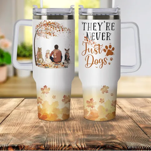 Vista 2 de Gossby Vaso personalizado de 40 onzas con asa y tapa, regalo personalizado para papá para hombres con diseño, nombre, vaso aislado de acero Hombre