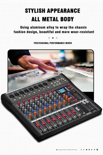 Vista 13 de CK-60 Mezclador profesional (6 canales) para grabación DJ Stage Karaoke Music Application w/USB Drive BT