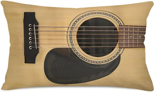 Vista 4 de Funda de cojín rectangular para guitarra, música y instrumentos musicales, funda de cojín rectangular para guitarra acústica vintage, 12 x 20