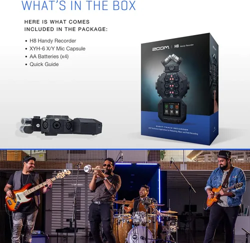 Vista 2 de Zoom H8 - Grabadora portátil de 8 entradas/12 pistas para podcasting, música, grabación de campo + tarjeta de memoria de 128 GB + micrófono