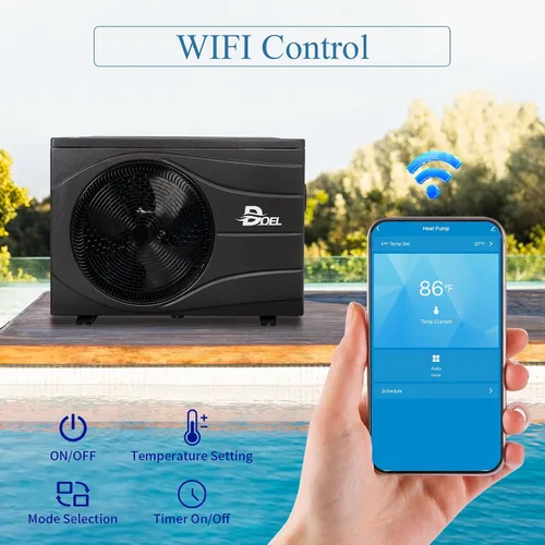 Vista 3 de DOEL Bomba de calor para piscina, 72000 BTU Inversor CC completo calentador de piscina para 15,000 galones sobre y en el suelo, calentador