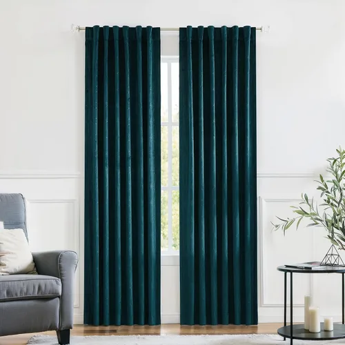 Vista 20 de Paneles de cortinas opacas de terciopelo gris oscuro para ventana, reducción de ruido, 90% de oscurecimiento de la habitación, bolsillo para barra