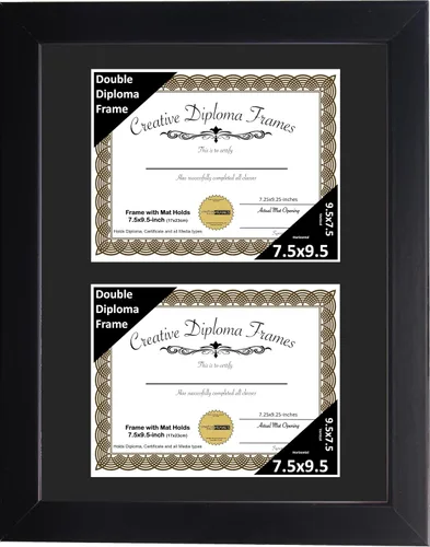 Vista 28 de Creative Picture Frames Marco de diploma doble clásico negro de 6 x 8 pulgadas con vidrio negro y colgador de pared instalado