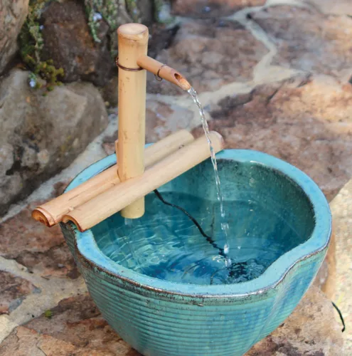 Vista 3 de Kit de fuente de bambú ajustable de 12 pulgadas con bomba, función clásica de agua Zen para cuencos, lavabos, jardines acuáticos y decoración