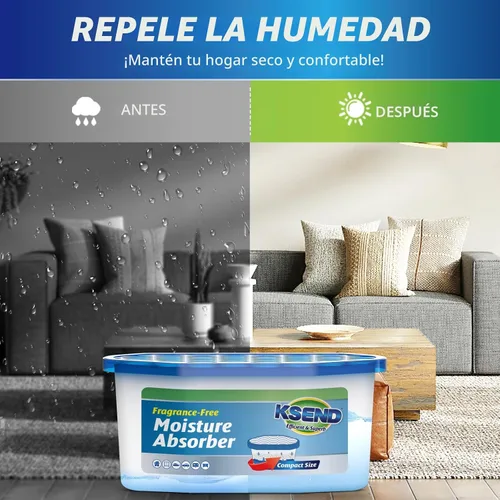 Vista 8 de Ksend Absorbentes de humedad, paquete de 12, deshumidificador compacto para armario, cajas absorbentes de humedad eficientes, absorbente de humedad