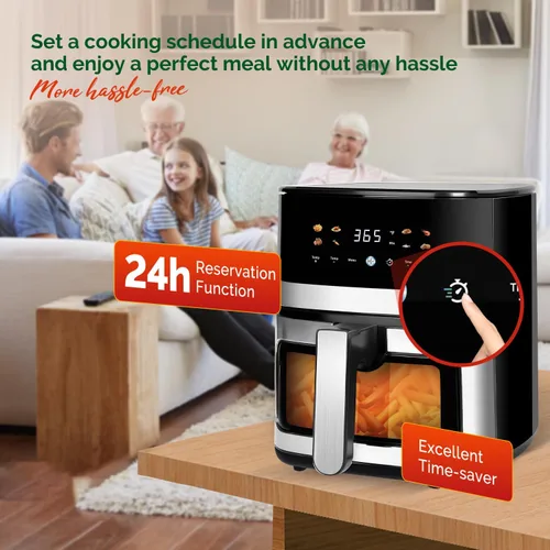 Vista 4 de Freidora de aire digital de 5.8QT con ventana visible, temperatura y temporizador ajustables, fritura al aire, recalentamiento, fácil para alimentos