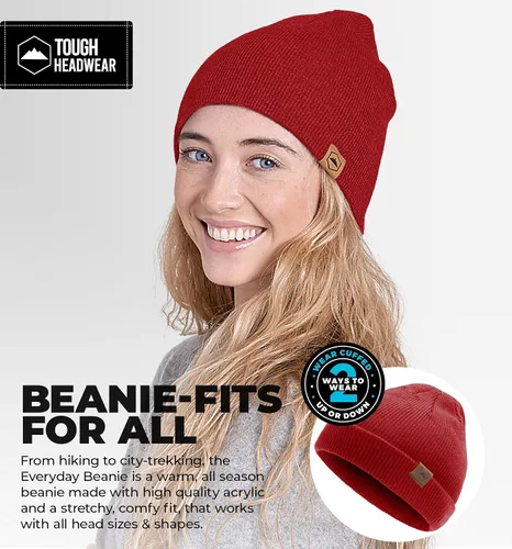Vista 29 de Tough Headwear Daily Knit Beanie – Gorros para hombre – Sombreros de invierno para hombres y mujeres – Sombreros de punto cálidos para clima frío