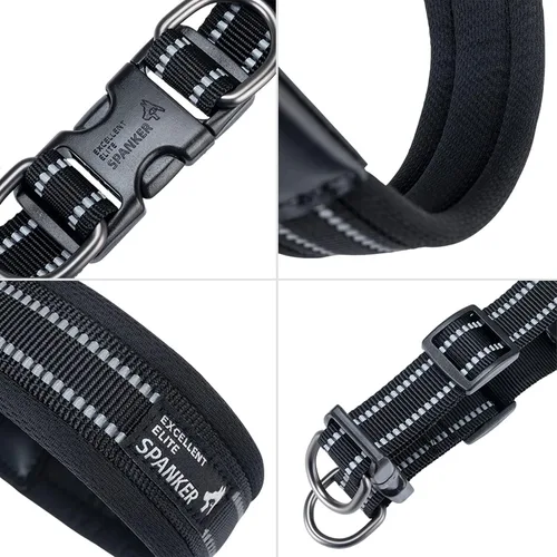 Vista 5 de EXCELLENT ELITE SPANKER Arnés sin tirones para perro, chaleco reflectante ajustable, suave acolchado, correa para el pecho de fácil mascota con Negro