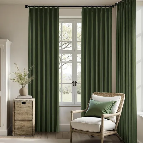 Vista 11 de HOMEIDEAS Cortinas plisadas de color naranja quemado 100% opacas, mezcla de lino de lujo con aislamiento térmico con ganchos ajustables, para sala