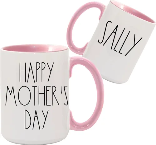 Vista 4 de YourTextHereShoppe - Taza de café personalizada estilo granja de 11 onzas, texto personalizado en uno o dos lados, taza de cerámica inspirada
