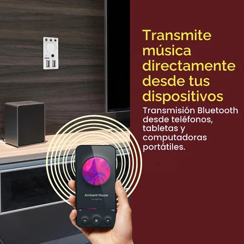 Vista 5 de Receptor de audio Bluetooth integrado a la pared PWPBT57 Pyle, entrada auxiliar para sistemas de sonido