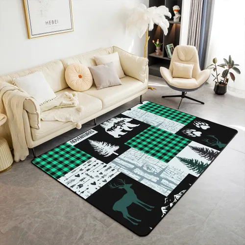 Vista 12 de Castle Fairy Bear Family - Alfombra antideslizante de 3 x 5 pies, diseño de animales salvajes, color negro, para niños, adolescentes y adultos