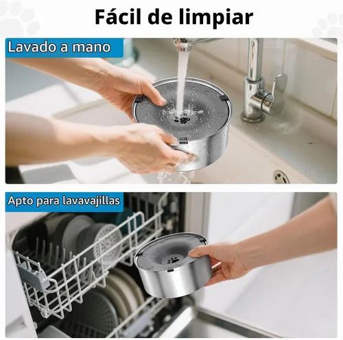 Vista 5 de SCHITEC Cuenco de agua para perros sin derrames, 1.2L/40 onzas, bebida lenta, cuenco para perros de acero inoxidable antisalpicaduras con disco