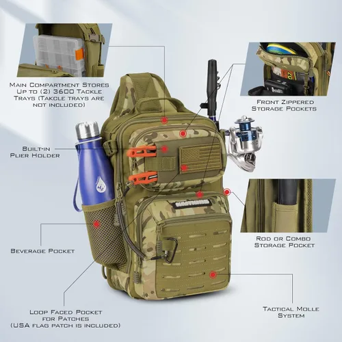 Vista 3 de KastKing BlowBak - Bolsa táctica para aparejos de pesca, mochila de pesca ligera, almacenamiento para equipo y equipo, regalo para hombres
