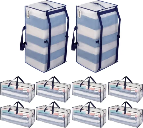 Vista 41 de VENO Paquete de 6 bolsas de mudanza resistentes con correas de mochila, cremalleras y asas, bolsas de embalaje extragrandes para artículos