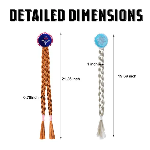 Vista 9 de Peluca de princesa Rapunzel larga trenzada con diadema de flores de tiara para niñas, accesorios de disfraz de 29 pulgadas
