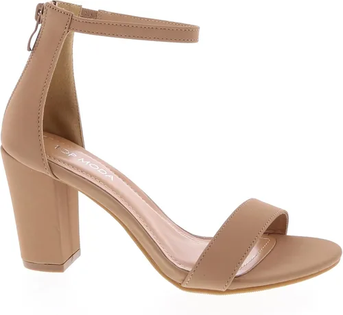 Vista 10 de TOP MODA Hannah-1 - Sandalias de tacón alto con tira en el tobillo elegantes, suela antideslizante, para boda, fiesta, baile de graduación Beige