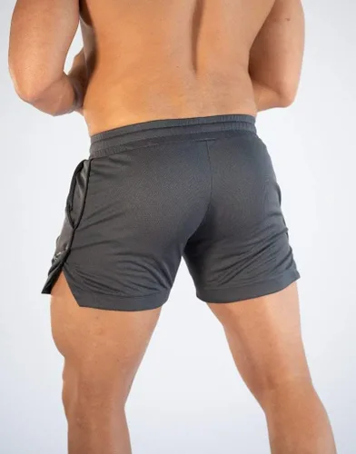 Vista 2 de FLYFIREFLY Pantalones cortos de entrenamiento de gimnasio para hombre, ligeros, atléticos, pantalones cortos para entrenamiento de culturismo