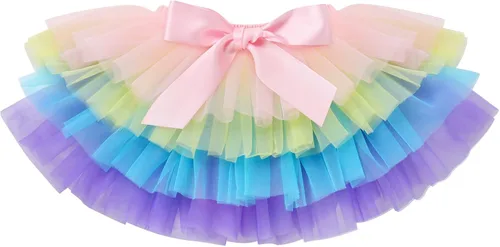 Vista 4 de ODASDO Conjunto de 3 piezas para bebé niña con diseño de arco iris para el primer y segundo cumpleaños de la torta