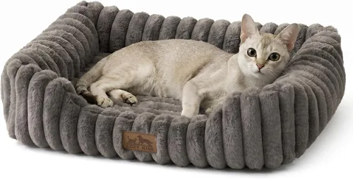 Vista 12 de COZY KISS Cama ortopédica para mascotas para gatos pequeños, cama rectangular lavable para mascotas con parte inferior antideslizante, cama suave