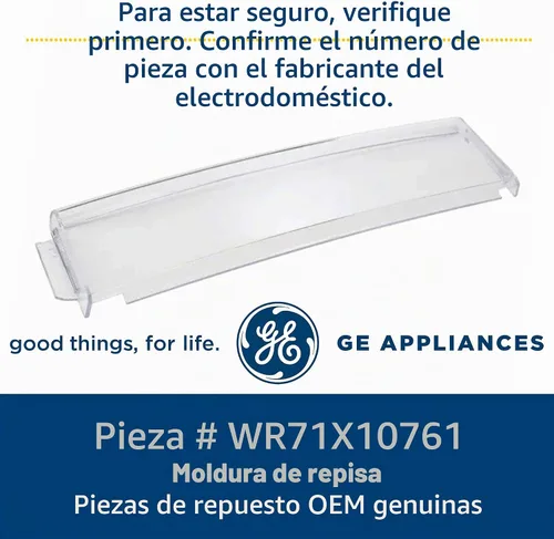 Vista 2 de GE WR71X10761 - Moldura de estante original OEM (transparente) para refrigerador GE