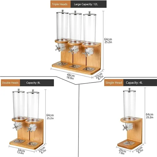 Vista 7 de Dispensador de alimentos secos 3.5L/7L/10.5L, dispensador de cereales para encimera, dispensador de almacenamiento de cereales con barril de PC
