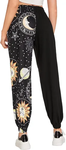Vista 2 de WDIRARA Pantalones deportivos largos casuales con estampado gráfico y cintura elástica para mujer