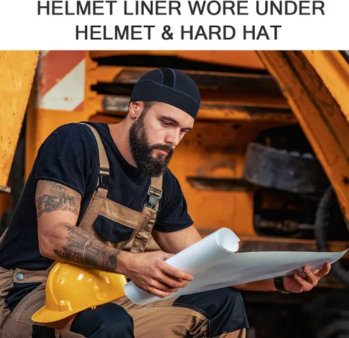 Vista 7 de Gorro con forro para casco de calavera, malla de enfriamiento para hombres y mujeres, se adapta debajo de los cascos